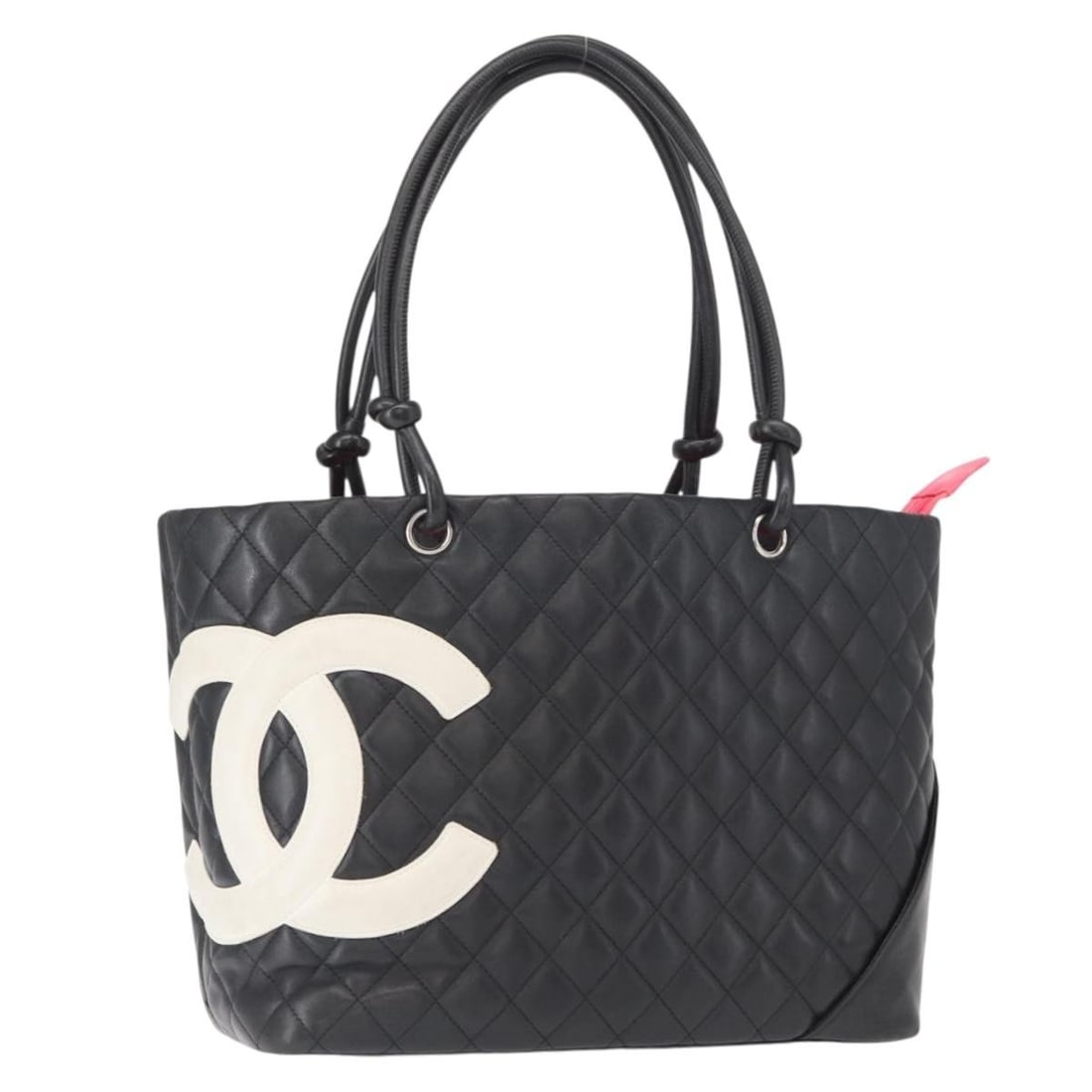 CHANEL Cambon Line Black Leather Tote Bag Silver CC Auth: CHANEL Cambon Line Black Leather Tote Bag Silver CC Auth This CHANEL Cambon Line Tote Bag is a stylish accessory crafted from high-quality black leather with silver accents. Designed for functionality