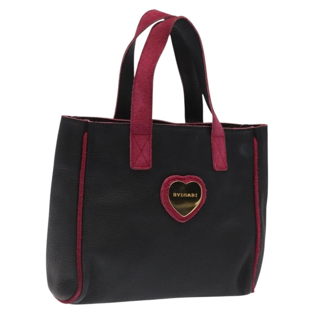 BVLGARI Black Leather Hand Bag Made in Italy: BVLGARI Black Leather Hand Bag Made in Italy This BVLGARI Hand Bag is a sophisticated accessory crafted from high-quality leather in a timeless black hue. Measuring approximately 7.9 inches in length,