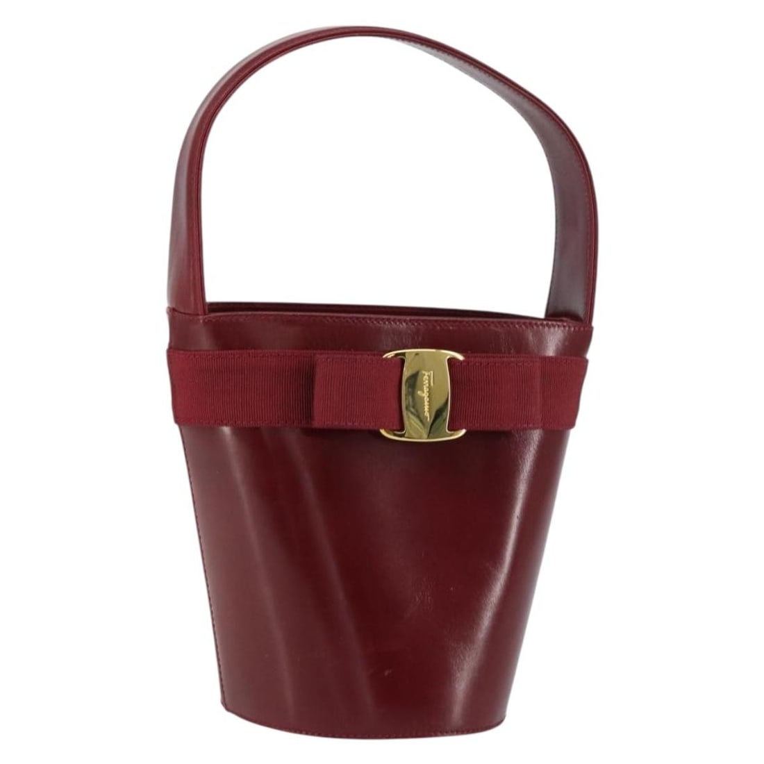 Salvatore Ferragamo Vala Red Gold Leather Hand Bag Authentic (1 of 18)