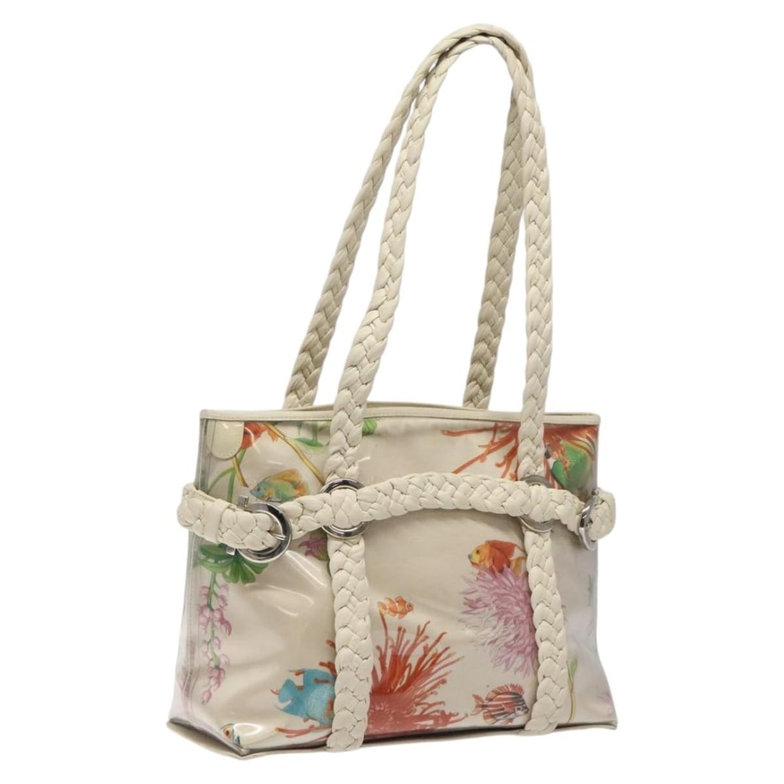 Salvatore Ferragamo White Vinyl Shoulder Bag Made in Italy: Salvatore Ferragamo White Vinyl Shoulder Bag Made in Italy This authentic Salvatore Ferragamo shoulder bag is a stylish accessory that showcases a classic design crafted from durable vinyl in a pristi