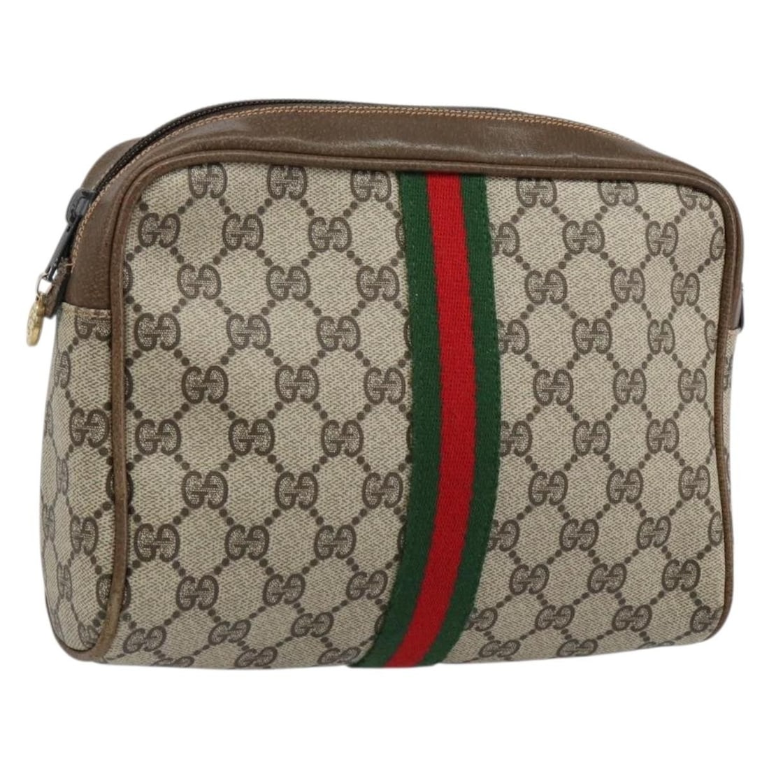GUCCI GG Supreme Sherry Line Clutch Bag Beige Red PVC Italy Auth 27 004 998: GUCCI GG Supreme Sherry Line Clutch Bag Beige Red PVC Italy Auth 27 004 998 This authentic GUCCI GG Supreme Web Sherry Line Clutch Bag is a stylish accessory that combines functionality with luxury. C