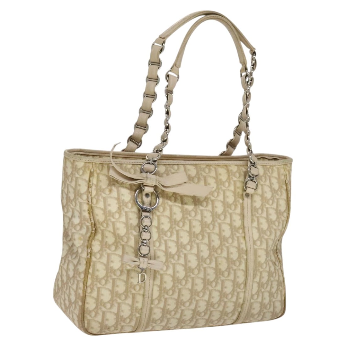 Christian Dior Trotter Bag Beige Silver PVC Auth 109778 Italy (1 of 18)