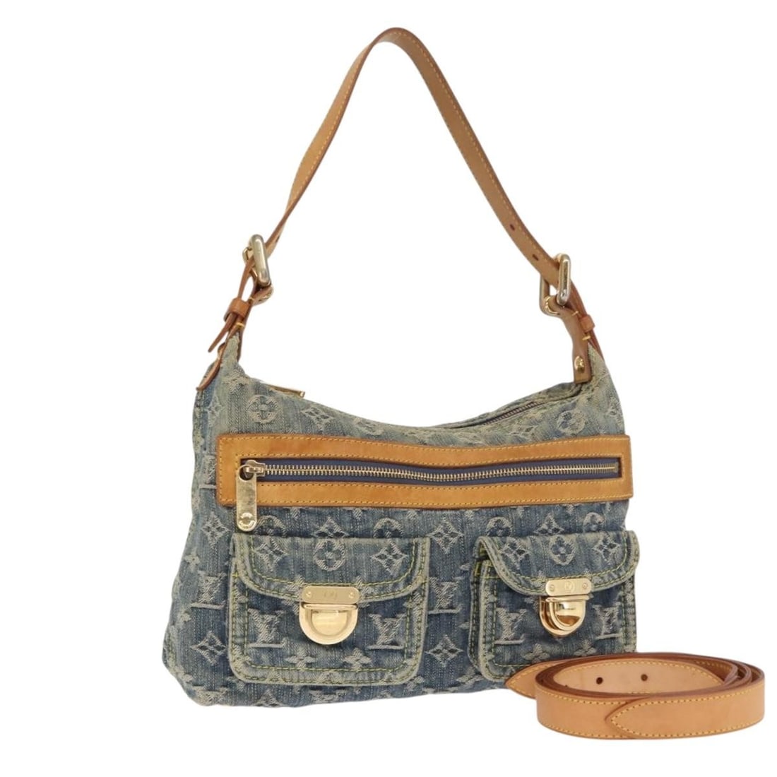 Louis Vuitton Buggy PM Blue Monogram Denim Canvas Shoulder Bag M95049: Louis Vuitton Buggy PM Blue Monogram Denim Canvas Shoulder Bag M95049 This Louis Vuitton Monogram Denim Buggy PM shoulder bag features the signature blue monogram denim canvas. The bag includes a dust