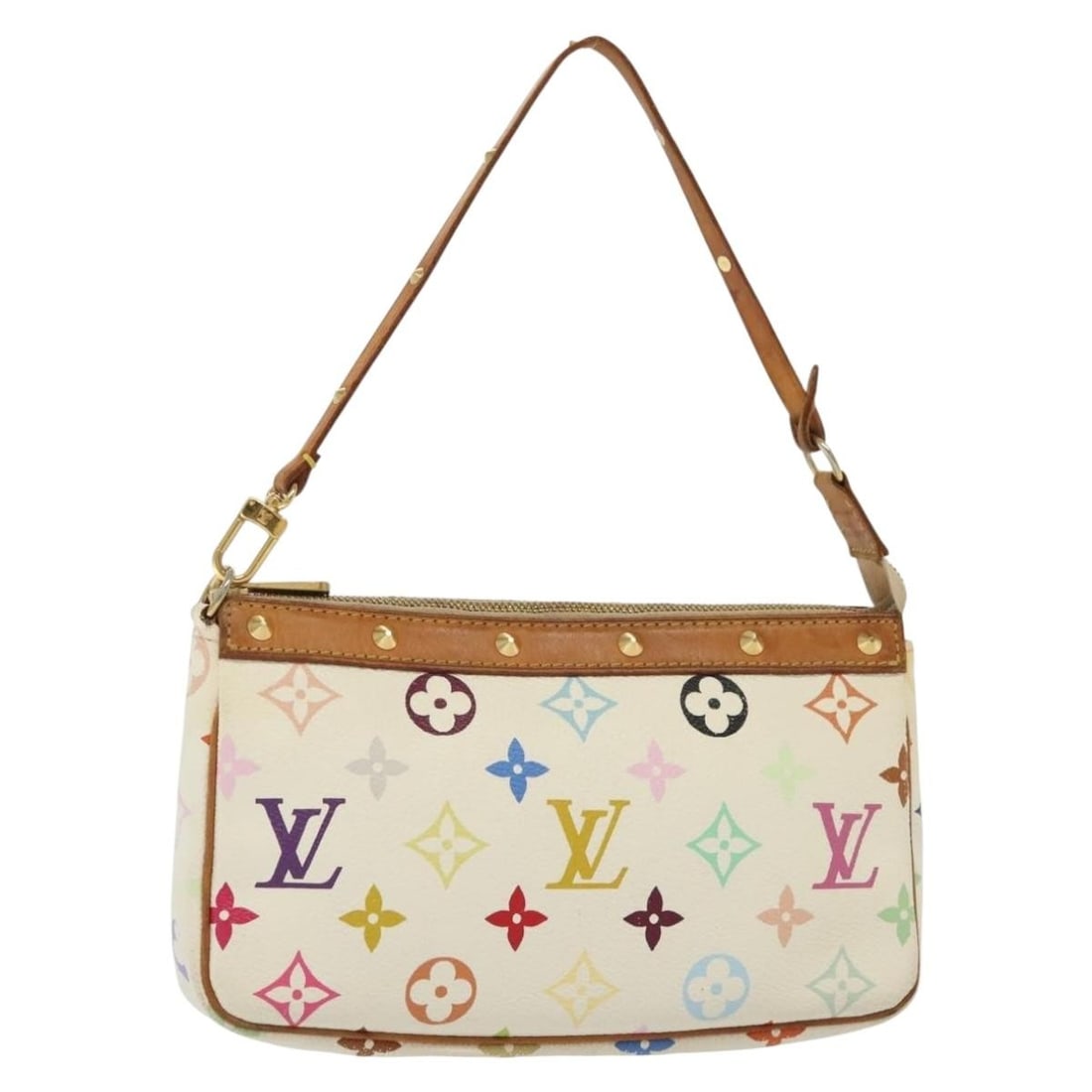 LOUIS VUITTON Multicolor Monogram Pochette Pouch White M92649 Authenticated (1 of 18)