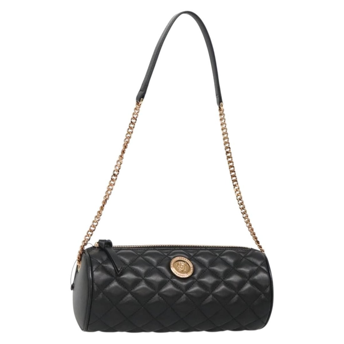 VERSACE Black Gold Leather Chain Shoulder Bag Auth Italy (1 of 18)