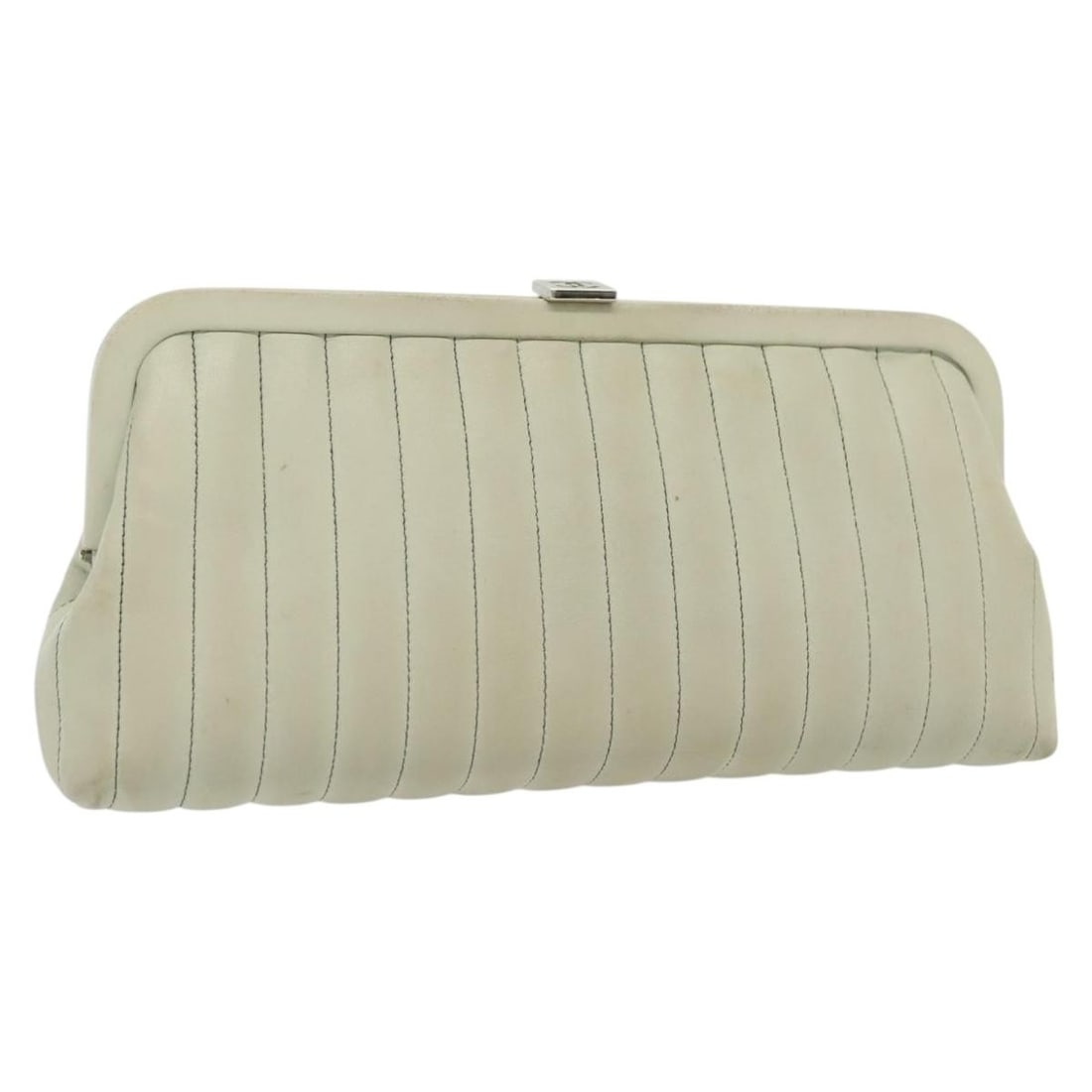 CHANEL Mademoiselle Clutch Bag Light Blue Silver Lamb Skin Authentic: CHANEL Mademoiselle Clutch Bag Light Blue Silver Lamb Skin Authentic This exquisite CHANEL Mademoiselle Clutch Bag is crafted from luxurious lambskin in a stunning light blue and silver color combinat