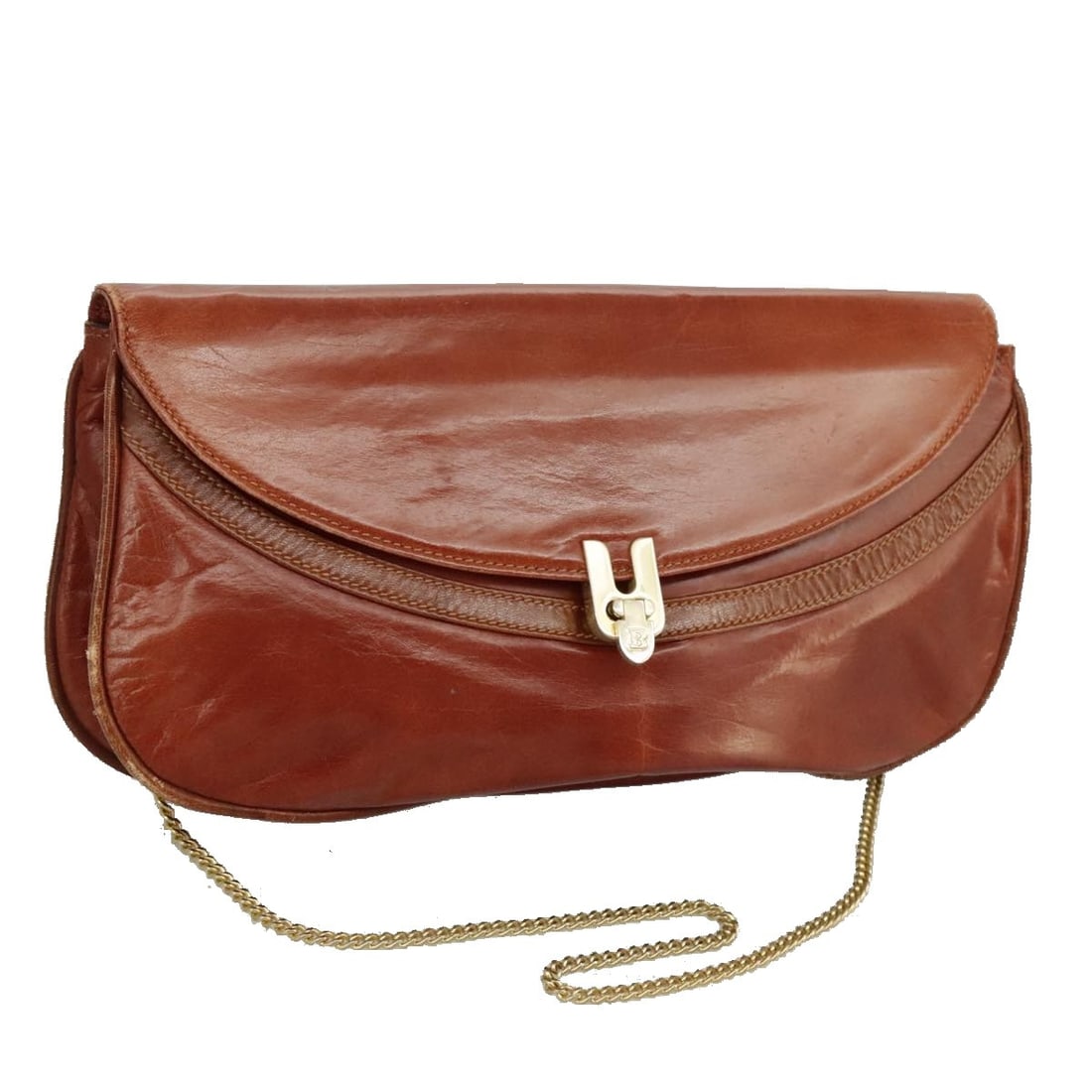 BALLY Brown Gold Leather Chain Shoulder Bag Made in Italy (1 of 18)