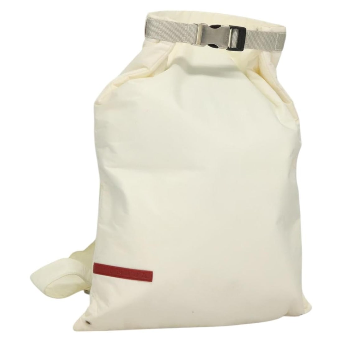 PRADA White Nylon Sports Backpack Made in Italy: PRADA White Nylon Sports Backpack Made in Italy This authentic PRADA sports backpack combines functionality with luxury. Crafted in Italy from durable nylon, it features a sleek white exterior, making