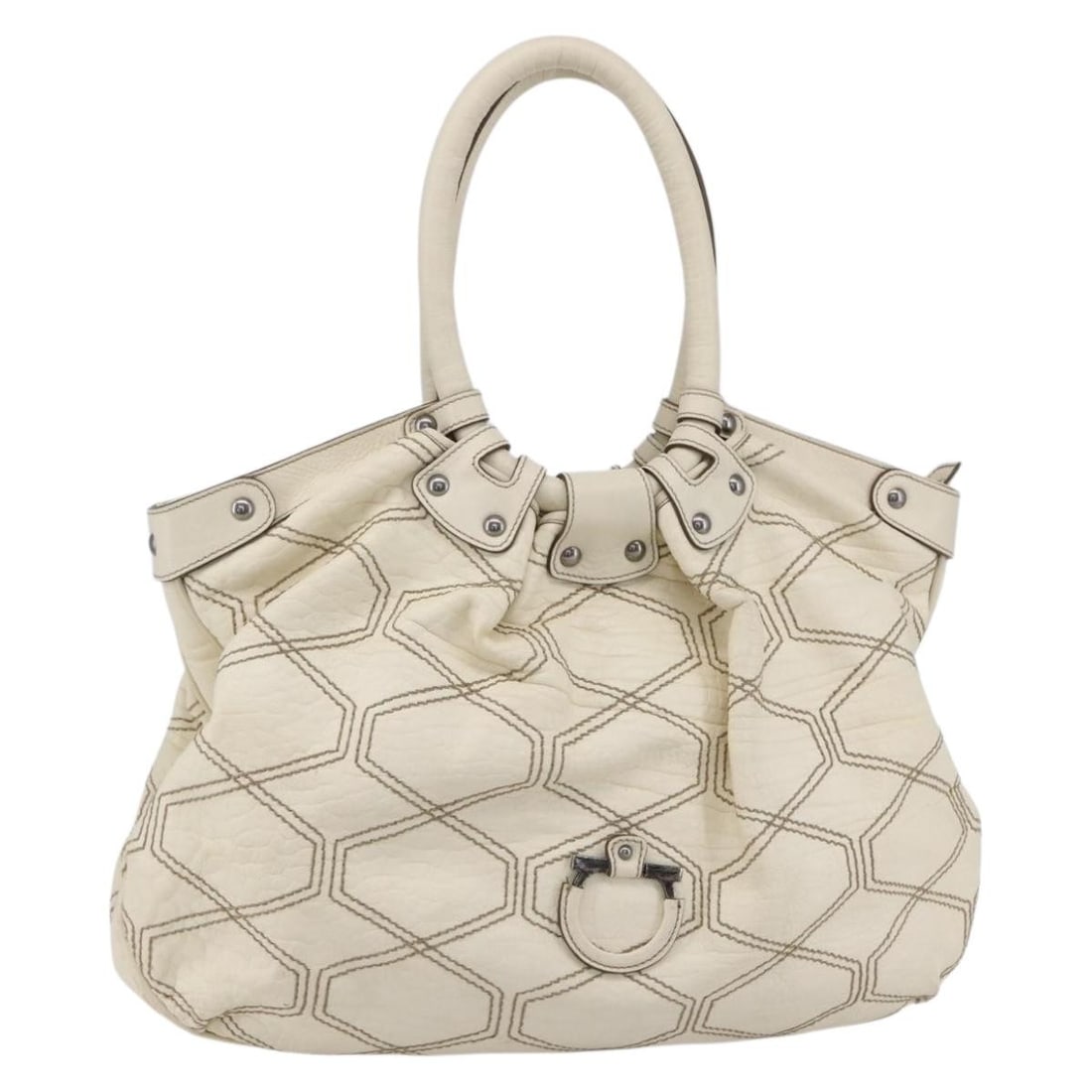 Salvatore Ferragamo White Leather Tote Bag Auth Italy: Salvatore Ferragamo White Leather Tote Bag Auth Italy This stylish Salvatore Ferragamo tote bag is crafted from high-quality white leather, offering both elegance and functionality. Designed in Italy,