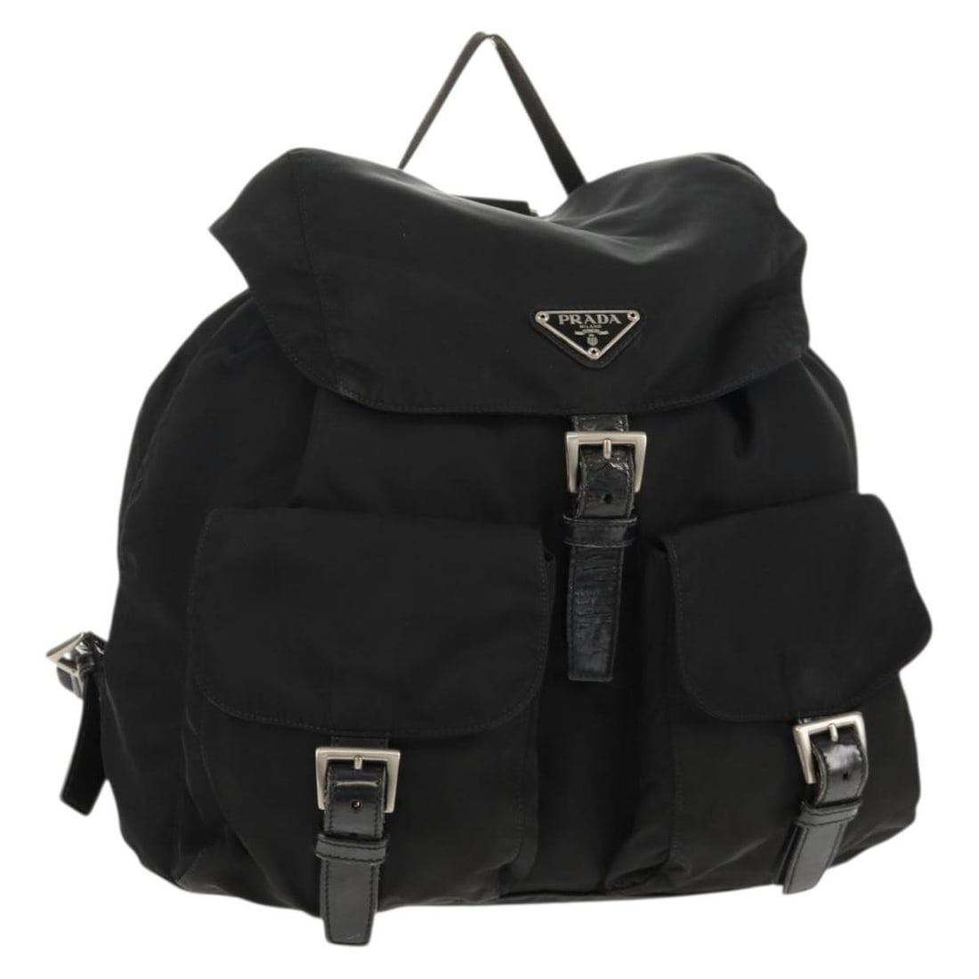 Prada Black Nylon Backpack Silver Tone Hardware Made in Italy (1 of 18)