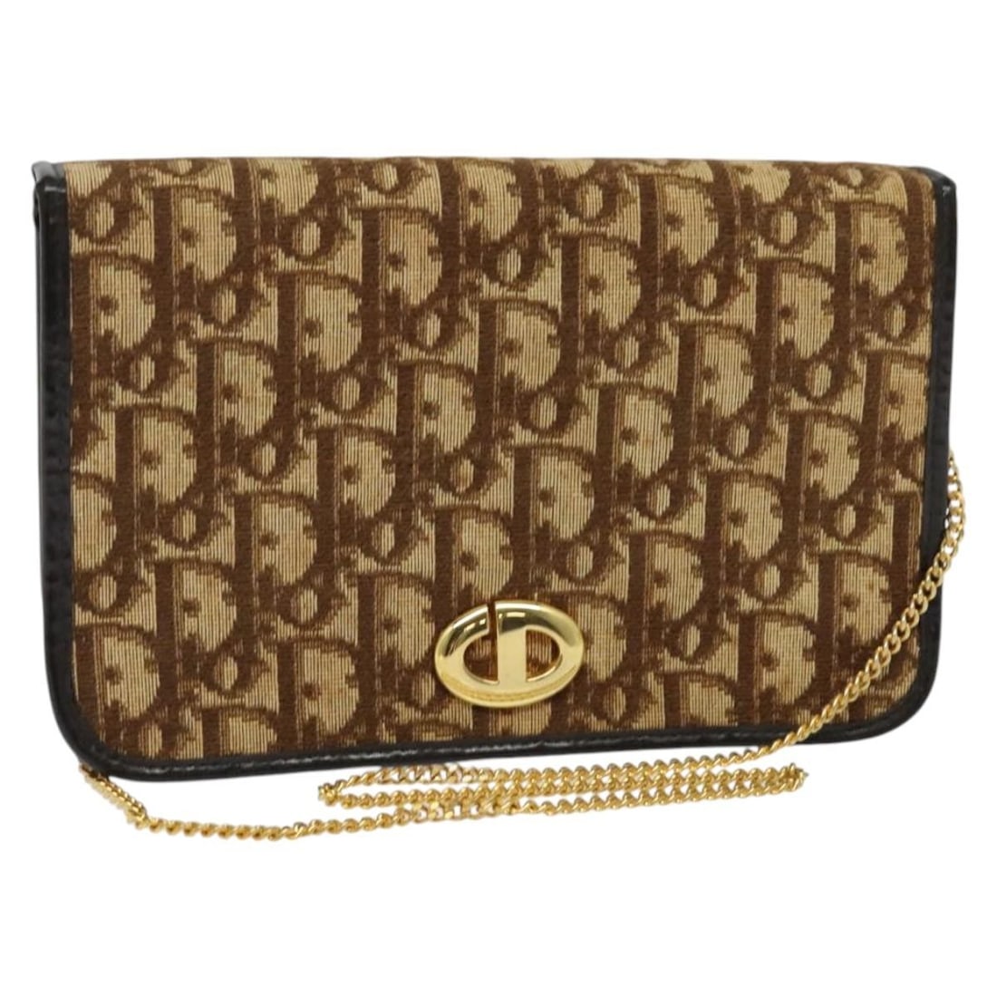 Christian Dior Trotter Canvas Shoulder Bag Brown Gold Authentic (1 of 18)