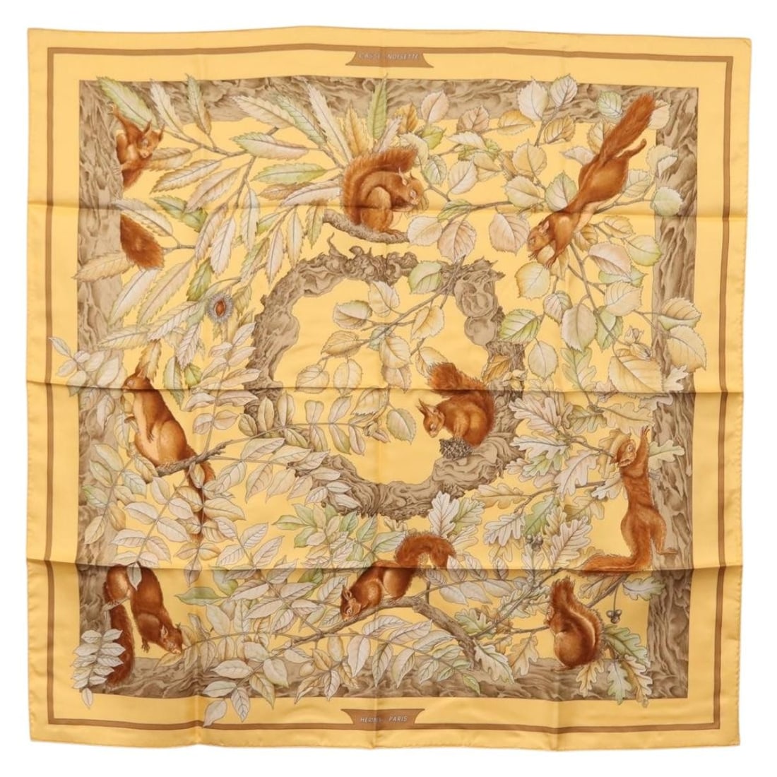 Silk Casse Noisette Carre 90 Scarf in Beige by Hermes (1 of 14)