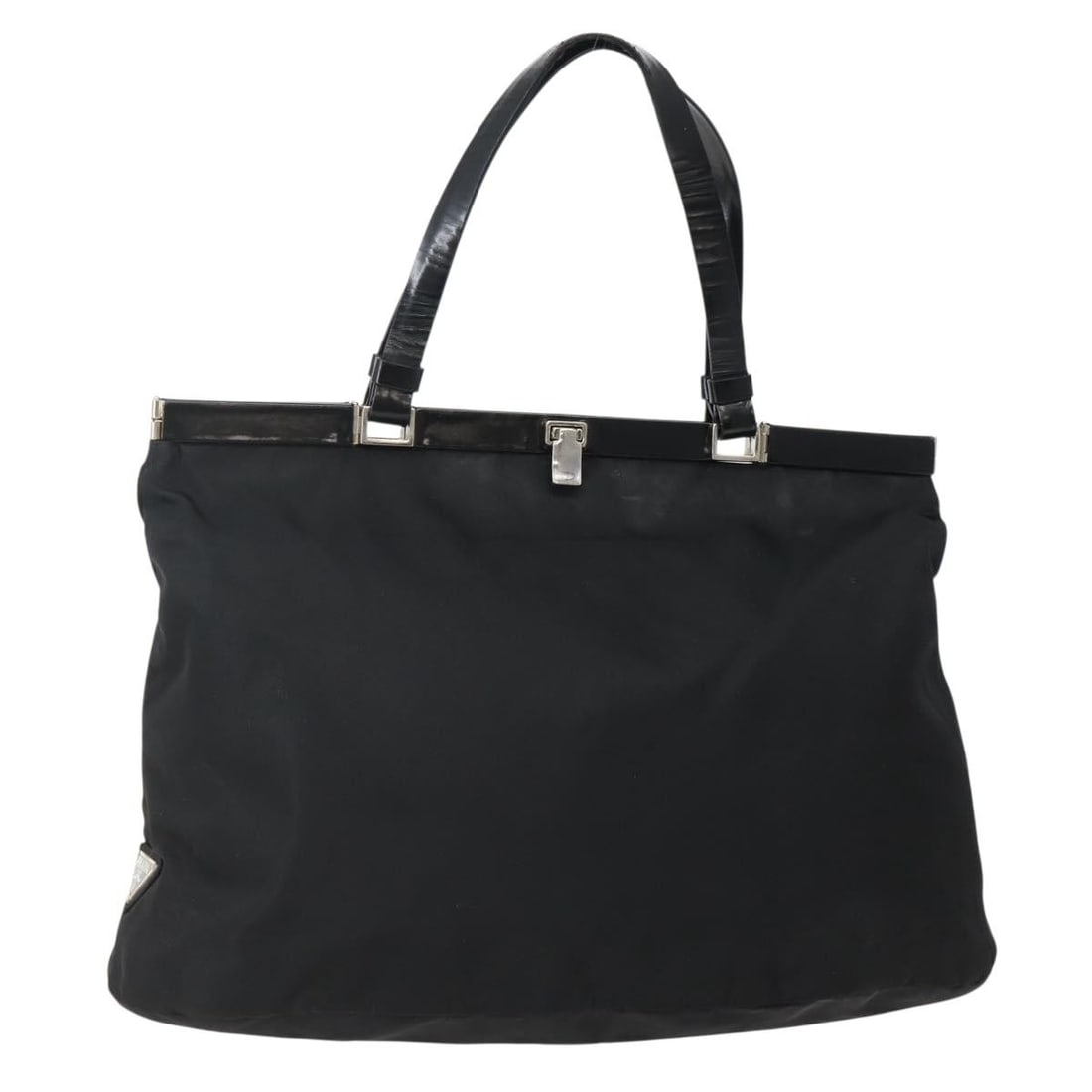 PRADA Black Silver Nylon Tote Bag Authentic 143273 Italy (1 of 18)