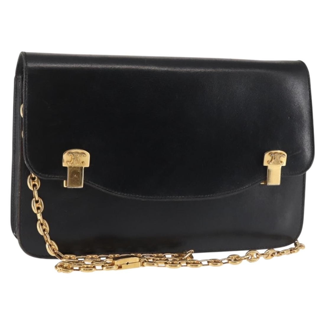 CELINE Leather Shoulder Bag Black Gold Made in Italy (1 of 18)