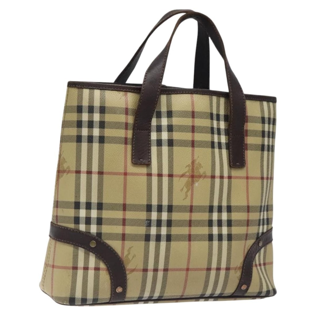Authentic BURBERRY Nova Check Hand Bag Beige PVC Made in Italy (1 of 18)