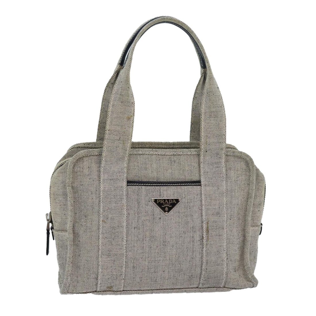 PRADA Gray Canvas Hand Bag Authentic Made in Italy (1 of 18)