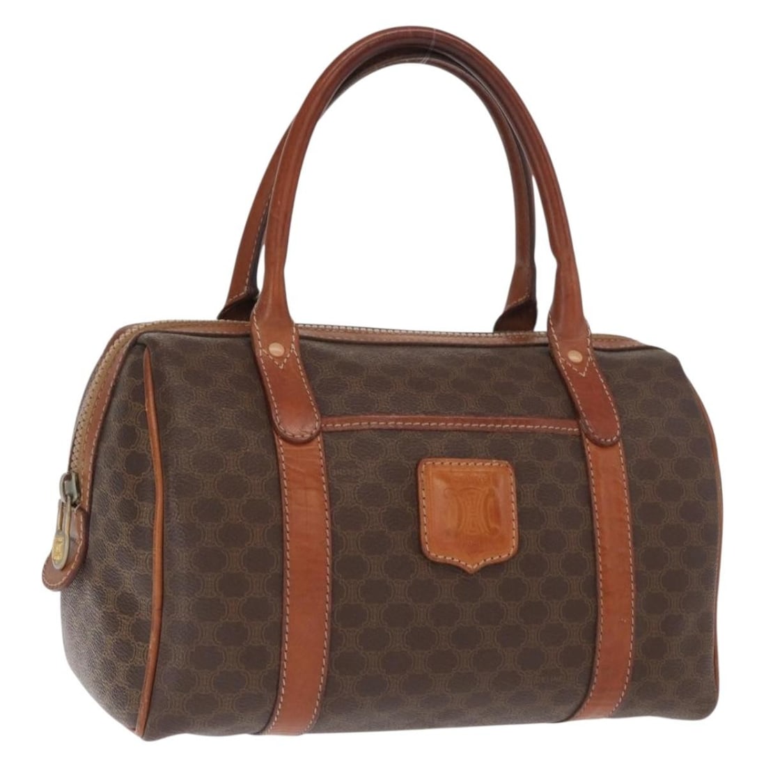 Celine Macadam Brown PVC Leather Handbag with Gold Accents Made in Italy (1 of 18)