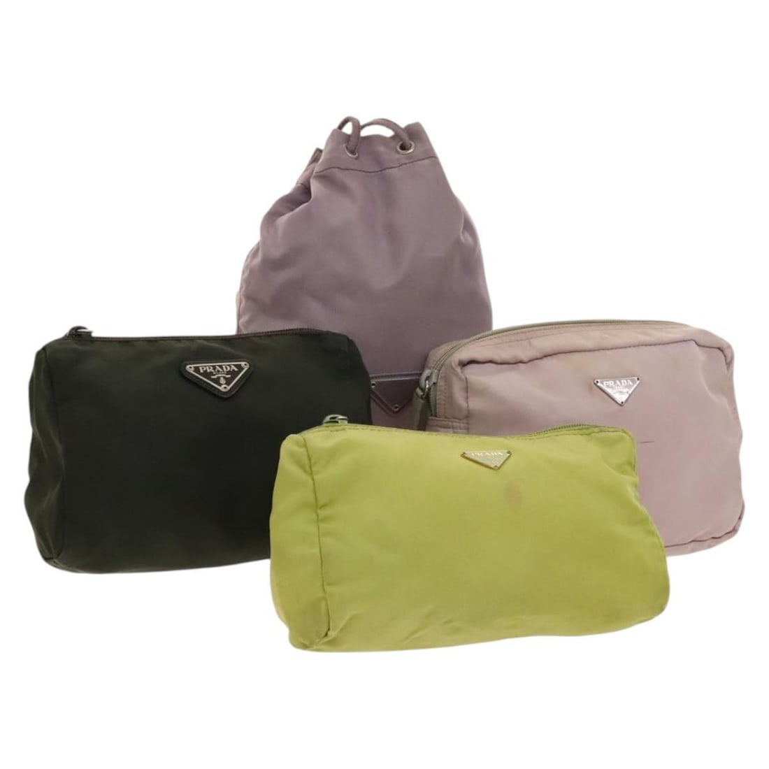 PRADA Green Pink Nylon Pouch 4 Set Authentic Fashion Accessories (1 of 18)