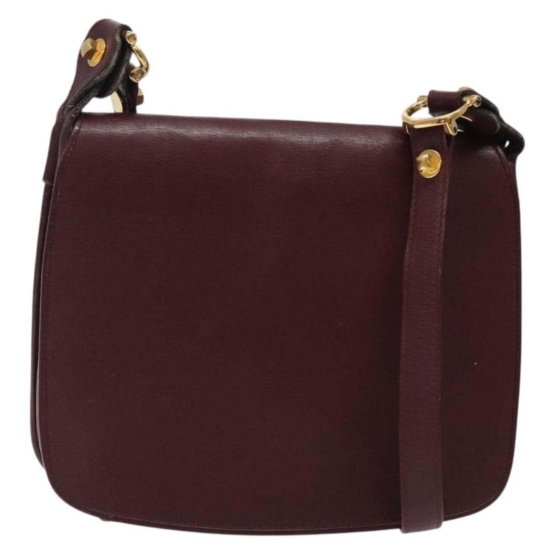 CARTIER Must Line Bordeaux Leather Shoulder Bag with Gold Accents (1 of 18)