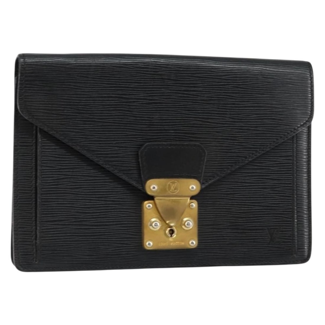 LOUIS VUITTON Epi Leather Dragonne Clutch Bag Black M52612 Auth (1 of 18)