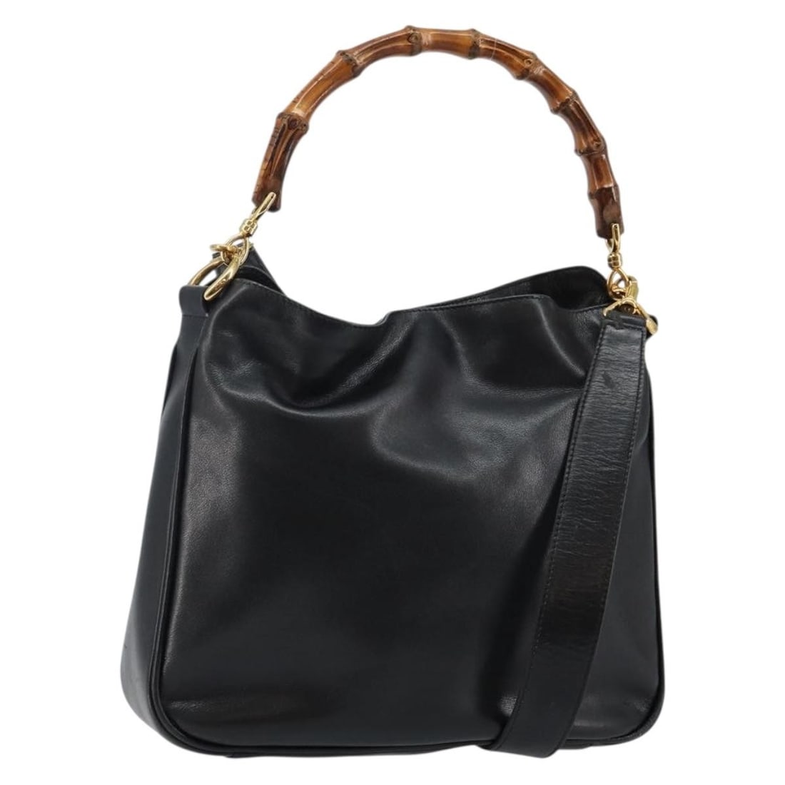 GUCCI Black Gold Leather Bamboo Hand Bag Authentic 2way Made in Italy: GUCCI Black Gold Leather Bamboo Hand Bag Authentic 2way Made in Italy This authentic GUCCI Bamboo Hand Bag features a sophisticated design in elegant black leather with gold accents. Crafted in Italy,