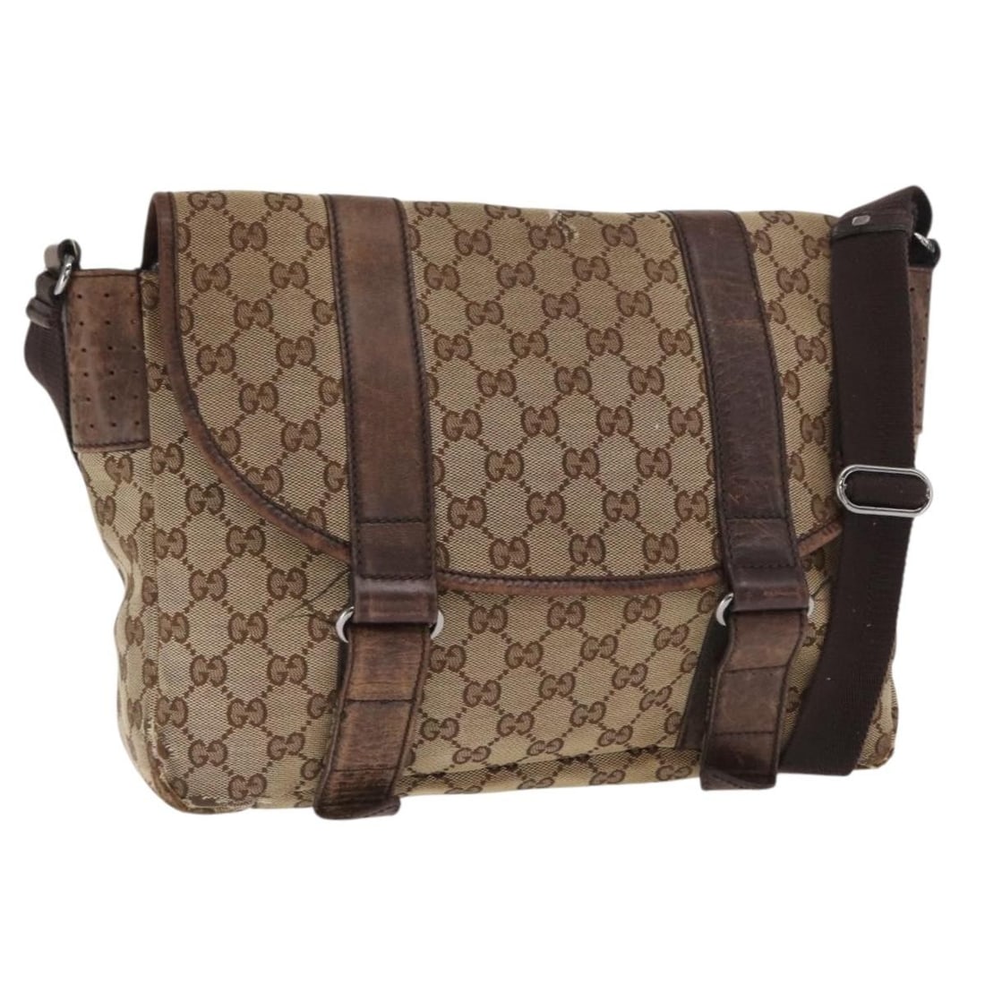 Beige Silver GG Canvas Gucci 145859 Shoulder Bag Italy: Beige Silver GG Canvas Gucci 145859 Shoulder Bag Italy This is a GUCCI GG Canvas Shoulder Bag in beige and silver. Crafted in Italy, it features the signature GG canvas material with beige and silver