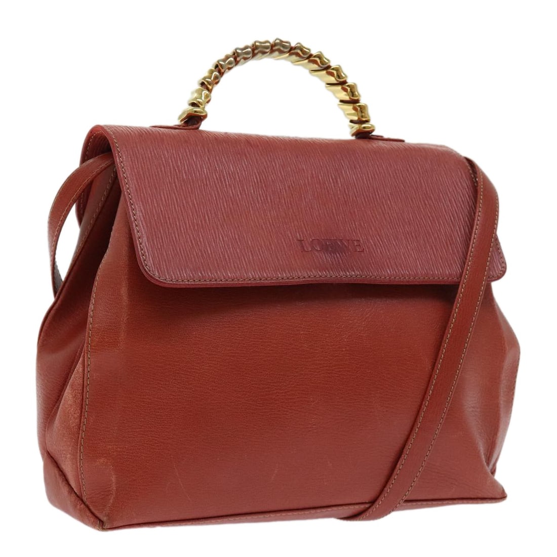 LOEWE Red Velazquez Twist Leather Hand Bag 2way Made in Spain (1 of 18)