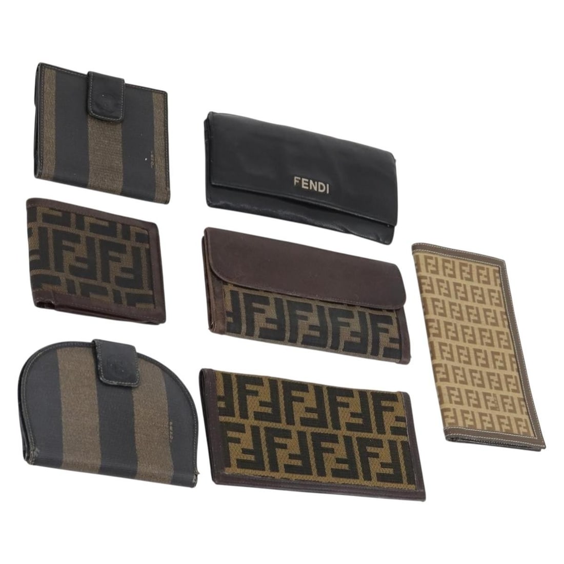 FENDI Zucca Canvas Leather Wallet Set Black Brown Authenticated (1 of 18)
