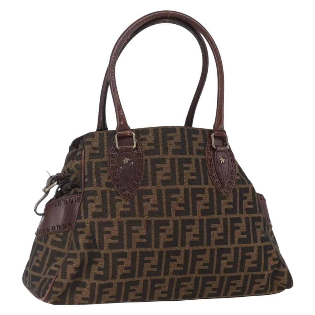 Zucca Canvas Black Brown Fendi Handbag Made in Italy: Zucca Canvas Black Brown Fendi Handbag Made in Italy This FENDI hand bag is crafted from signature Zucca canvas in black and brown, featuring a classic rectangular shape. The bag includes dual top han