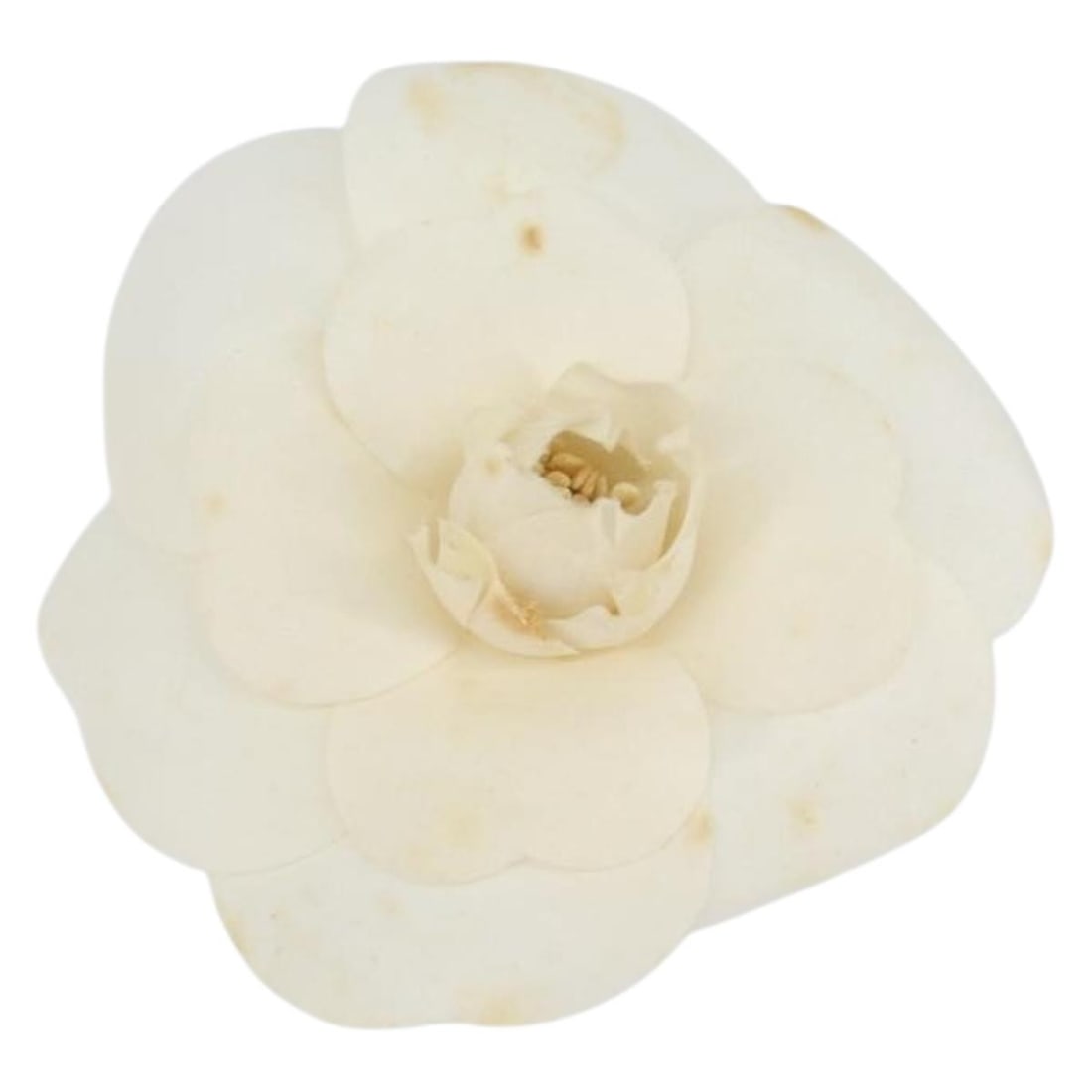 CHANEL White Camelia Brooch Nylon Authentic France BS30592 (1 of 7)
