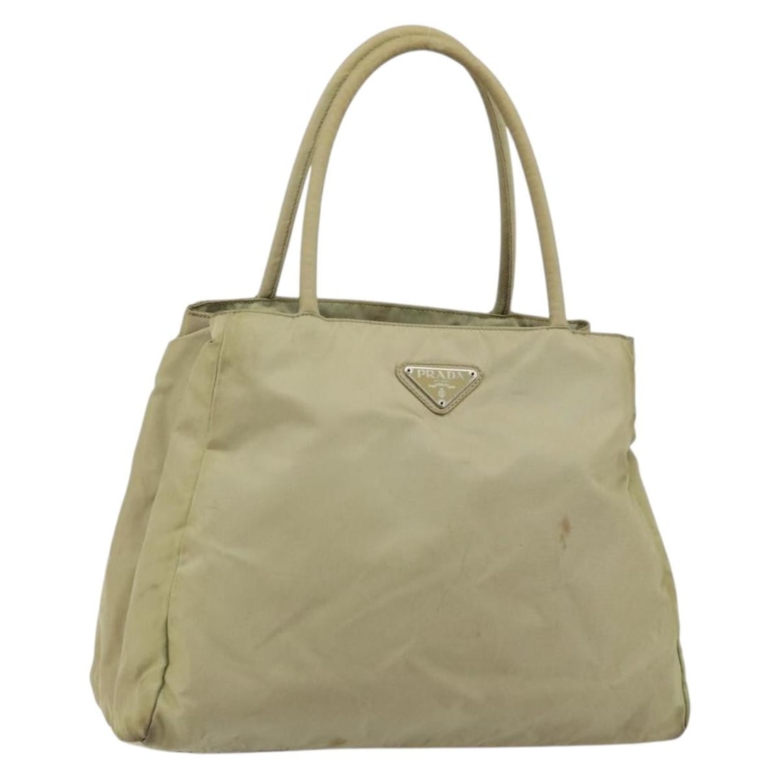 PRADA Beige Silver Nylon Tote Bag Authentic Made in Italy: PRADA Beige Silver Nylon Tote Bag Authentic Made in Italy Elevate your accessory collection with this authentic PRADA Tote Bag, crafted from durable nylon in a stylish beige and silver color combinati