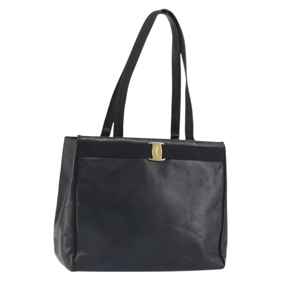 Salvatore Ferragamo Vala Tote Bag Black Gold Leather Auth BA8688: Salvatore Ferragamo Vala Tote Bag Black Gold Leather Auth BA8688 This exquisite Salvatore Ferragamo Vala Tote Bag combines elegance with practicality, crafted from high-quality leather in a striking b