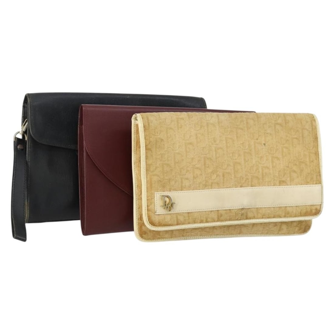 CARTIER Trotter Canvas Clutch Bag Leather 3 Piece Set Black Authentic (1 of 18)