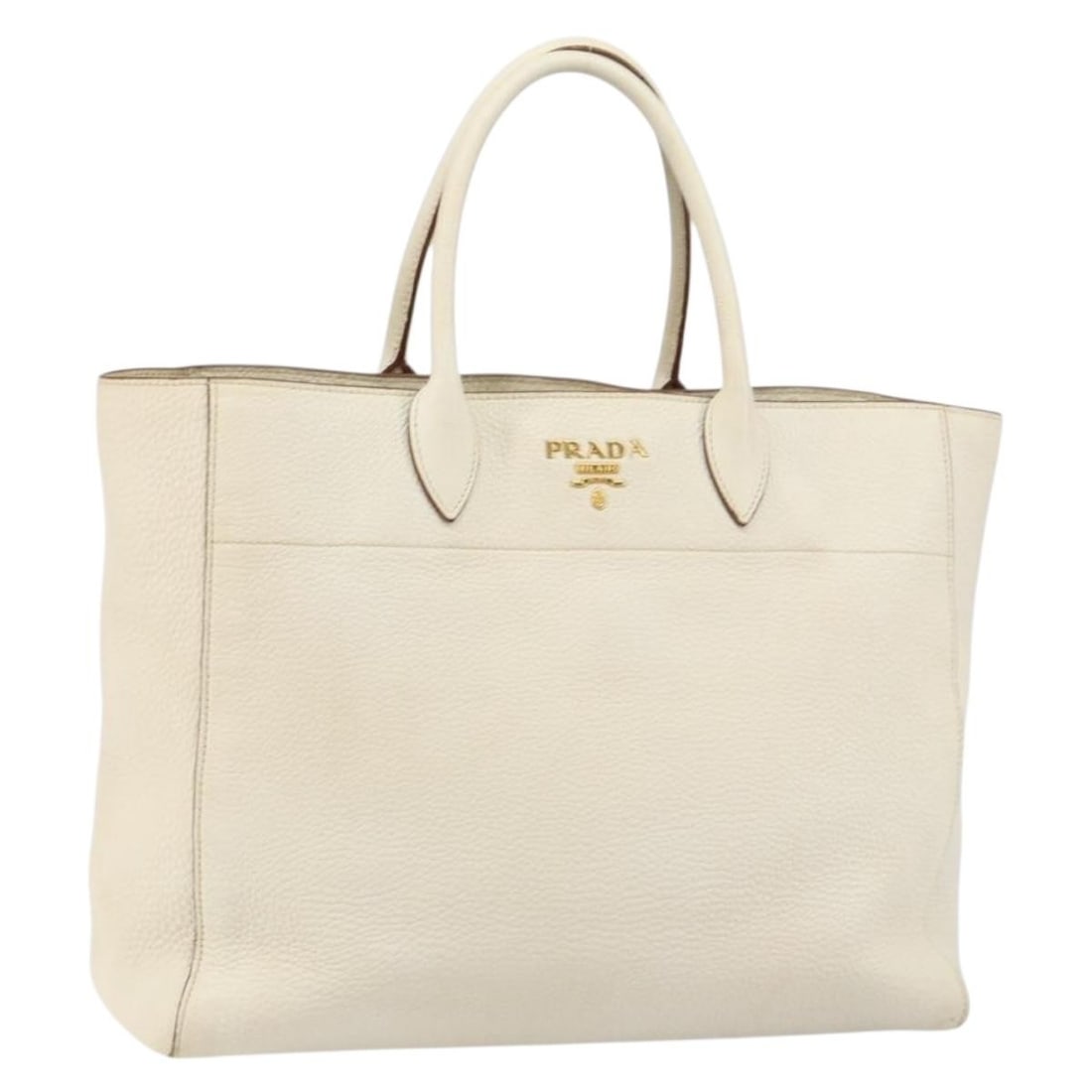 PRADA White Gold Leather Tote Bag Auth FM4895 Italy (1 of 18)