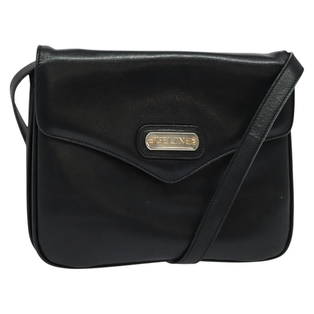 CELINE Black Gold Leather Shoulder Bag Made in Italy 139445: CELINE Black Gold Leather Shoulder Bag Made in Italy 139445 This elegant CELINE shoulder bag showcases a classic design crafted from high-quality leather in a striking black and gold color scheme. Mea