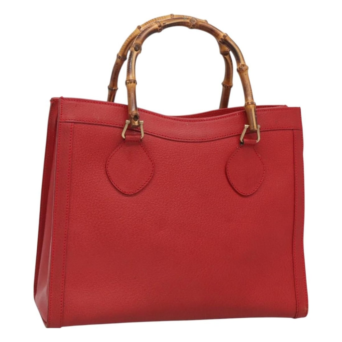 GUCCI Bamboo Leather Hand Bag Red Gold 002 2853 0260 0 Auth (1 of 18)