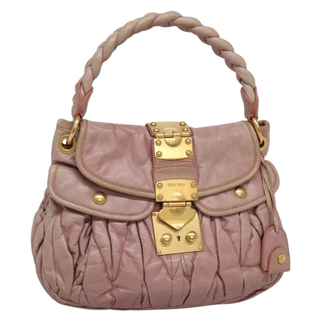 Miu Miu Matelasse Leather Hand Bag Purple Gold Auth 194 (1 of 18)