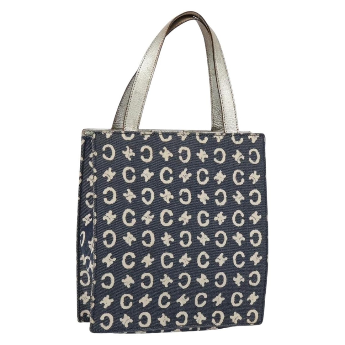 CELINE C Macadam Canvas Hand Bag Blue Silver Italy Auth: CELINE C Macadam Canvas Hand Bag Blue Silver Italy Auth This authentic CELINE C Macadam Canvas Hand Bag in Denim Blue and Silver is a stylish accessory made in Italy. Crafted from durable C Macadam Ca
