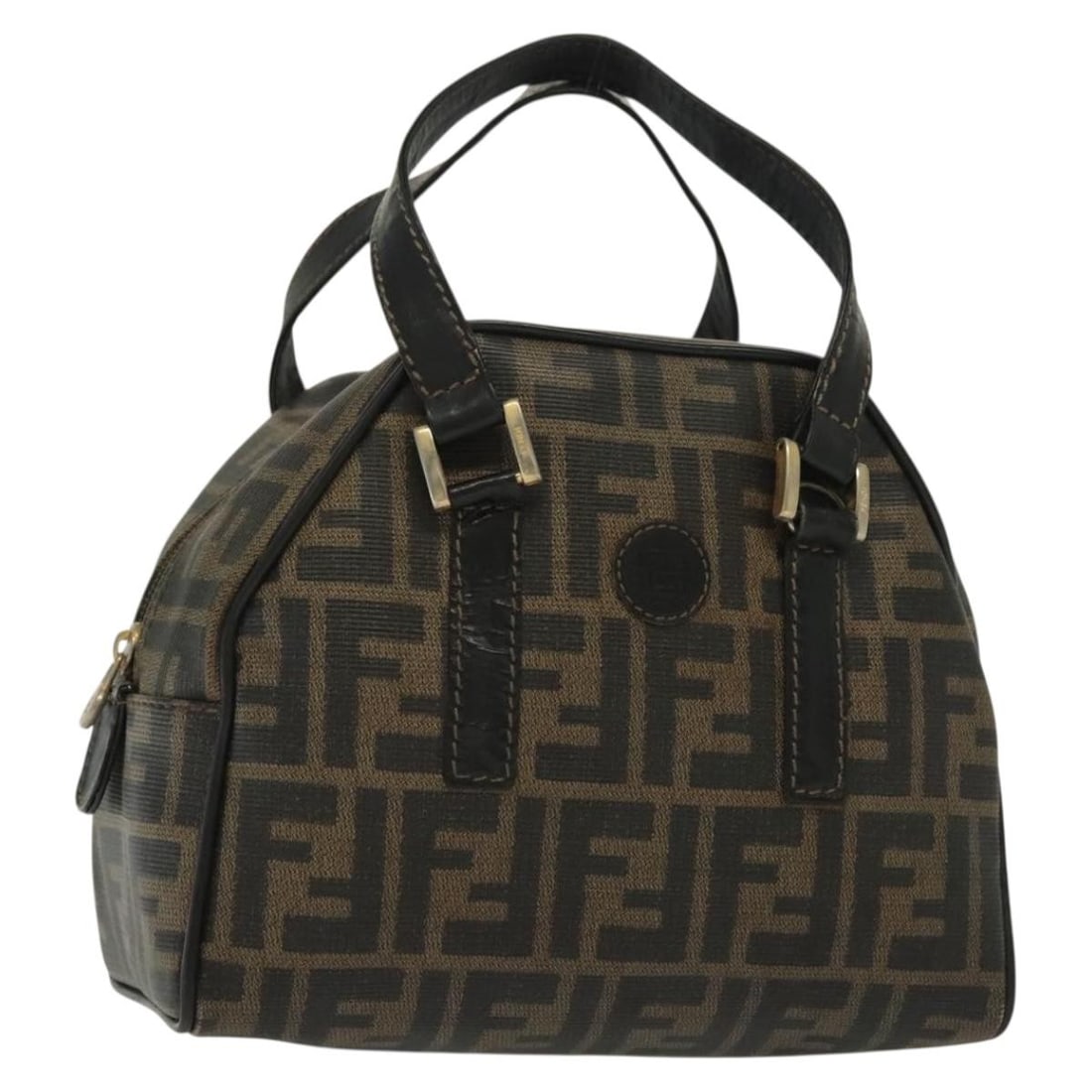 FENDI Zucca Canvas Hand Bag Black Brown PVC Made in Italy (1 of 18)
