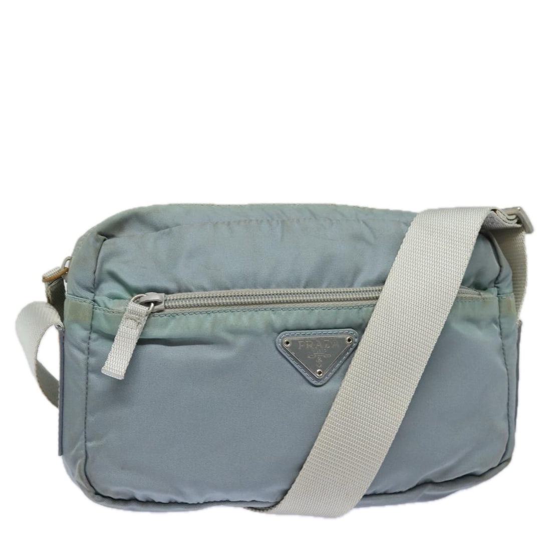 PRADA Light Blue Silver Nylon Shoulder Bag Made in Italy (1 of 18)