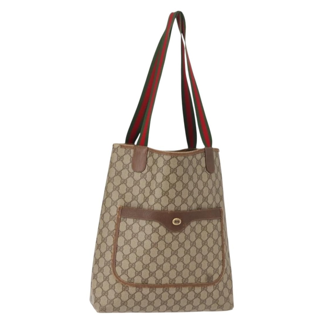 GUCCI GG Supreme Web Sherry Line Tote Bag Beige Red PVC Auth 40 02 003: GUCCI GG Supreme Web Sherry Line Tote Bag Beige Red PVC Auth 40 02 003 Experience luxury with the GUCCI GG Supreme Web Sherry Line Tote Bag. Crafted in Italy from durable GG Canvas, this stunning tote