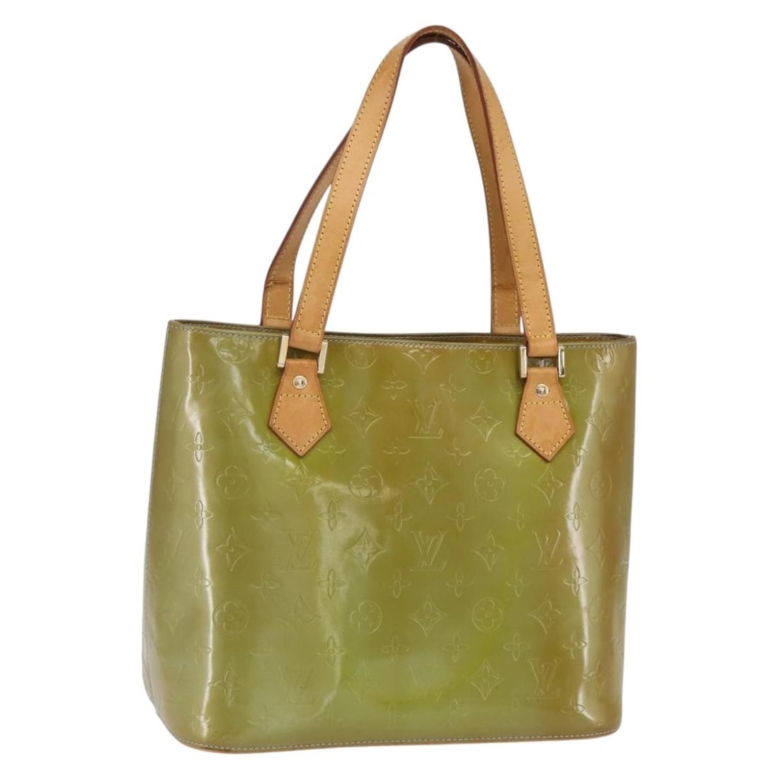 LOUIS VUITTON Monogram Vernis Houston Hand Bag Baby Blue M91005 Auth (1 of 18)