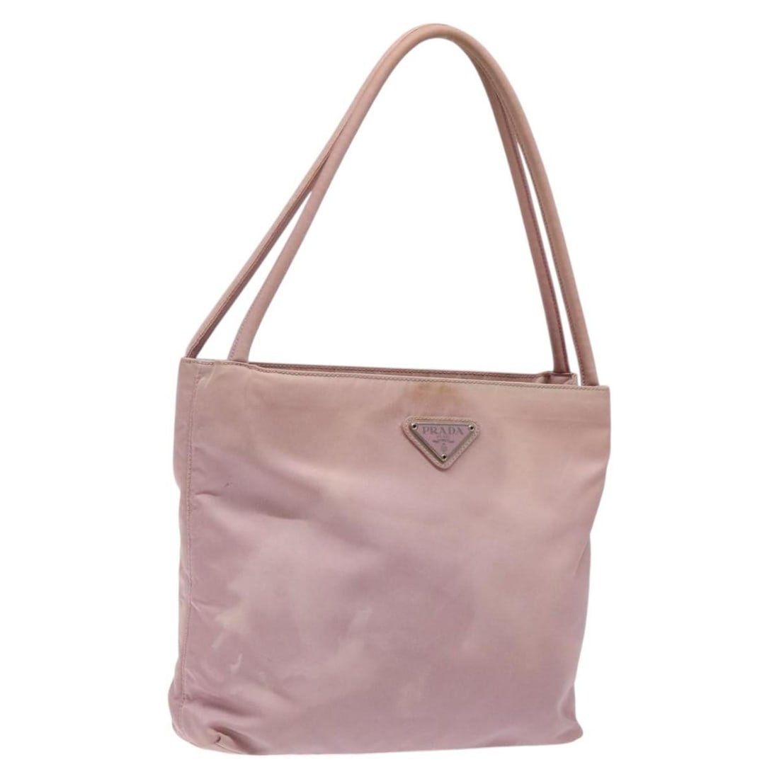 PRADA Pink Silver Nylon Shoulder Bag Made in Italy: PRADA Pink Silver Nylon Shoulder Bag Made in Italy This PRADA shoulder bag combines style and functionality with its vibrant pink and silver nylon exterior. Measuring approximately 9.1 inches in lengt