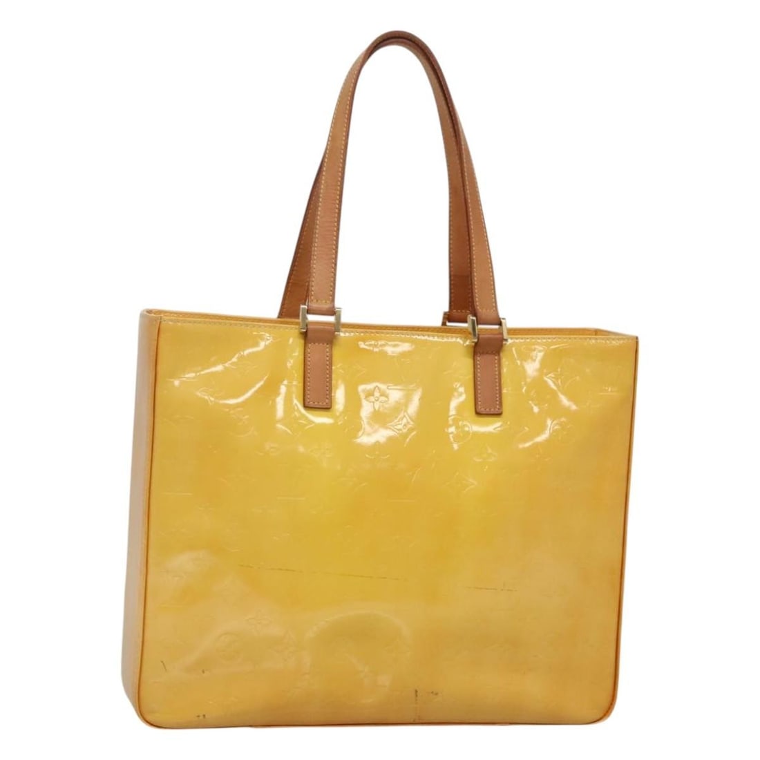 LOUIS VUITTON Monogram Vernis Lime Yellow Tote Bag M91047 Auth (1 of 18)