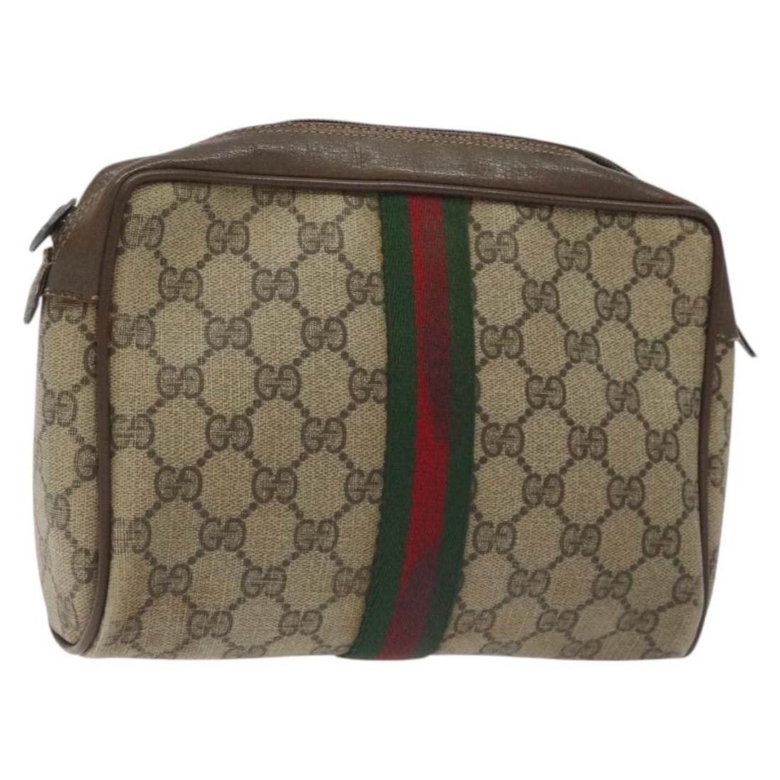 GUCCI GG Supreme Clutch Bag Beige Red PVC Auth 89 01 012 (1 of 17)