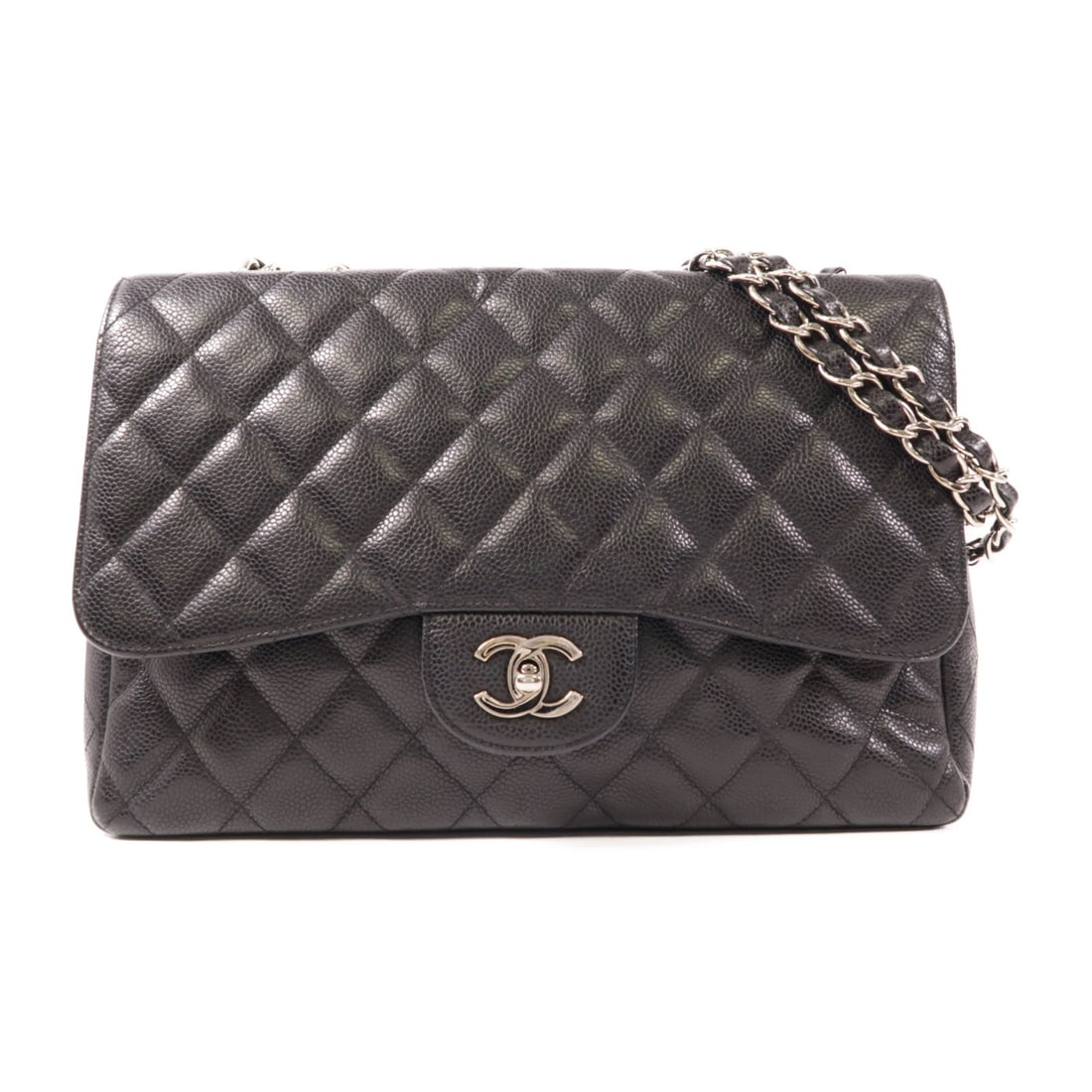 CHANEL Large Classic Chain Shoulder Bag Black Calfskin Leather (1 of 15)