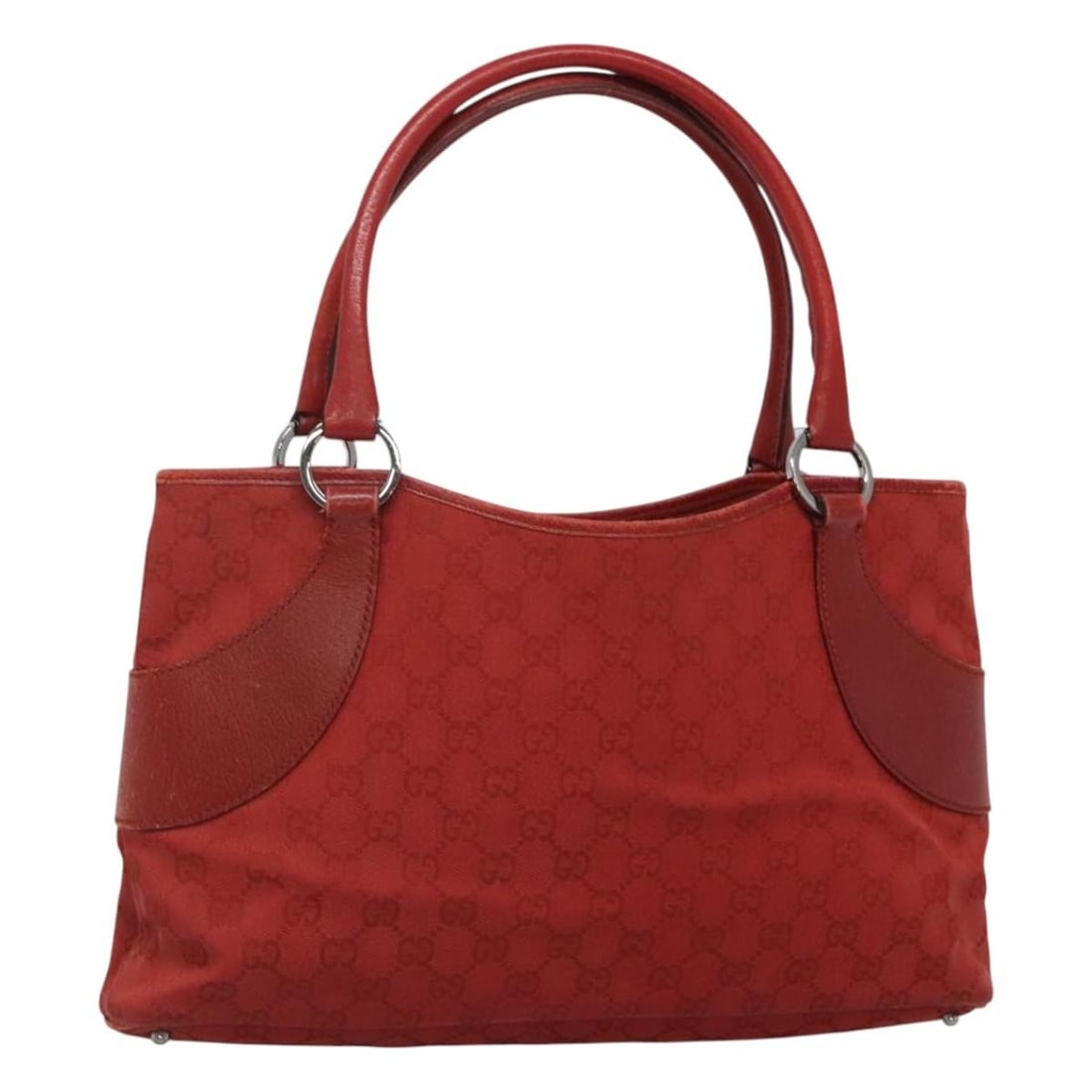 GUCCI GG Canvas Hand Bag Red Silver 113015 Authentic Made in Italy: GUCCI GG Canvas Hand Bag Red Silver 113015 Authentic Made in Italy This authentic GUCCI GG Canvas Hand Bag showcases an eye-catching red and silver exterior, crafted from durable GG Canvas material. D