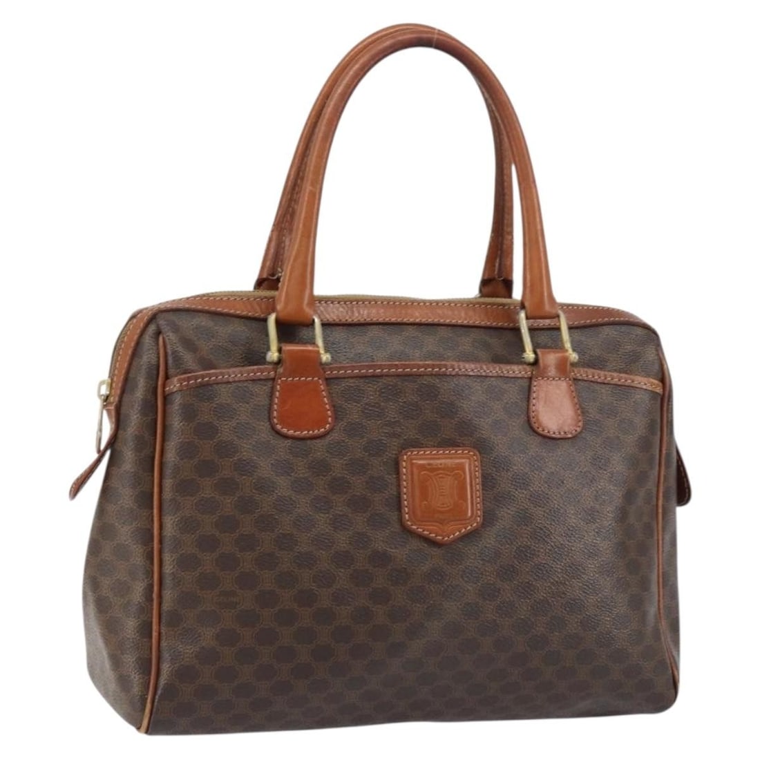 CELINE Macadam Canvas Hand Bag Brown Gold PVC Leather Auth 156865 (1 of 18)