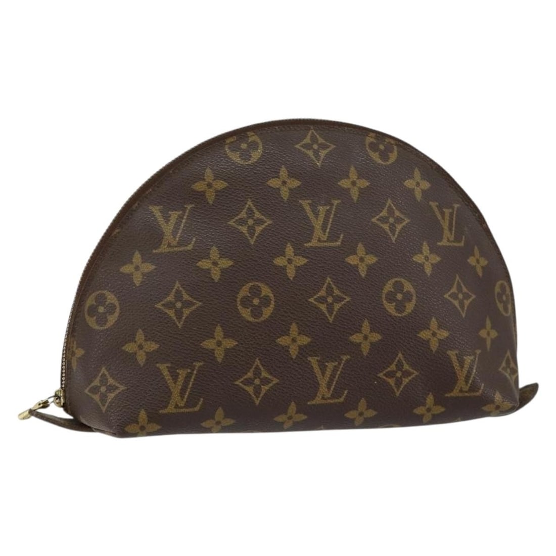 LOUIS VUITTON Monogram Cosmetic Pouch M47520 Auth France: LOUIS VUITTON Monogram Cosmetic Pouch M47520 Auth France Elevate your accessories with this authentic Louis Vuitton Monogram Trousse Demi Ronde Cosmetic Pouch. Crafted in France from durable Monogram