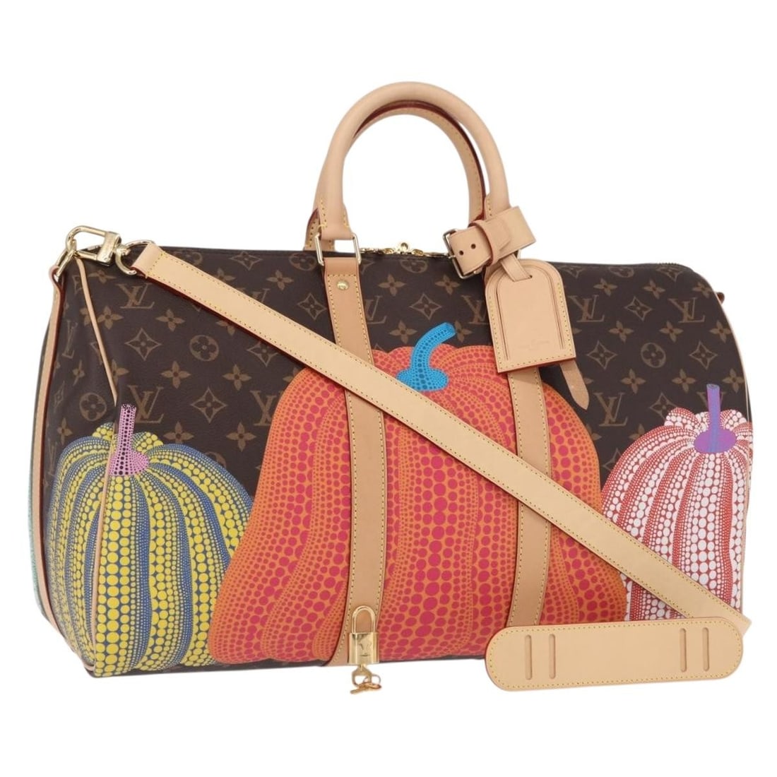 LOUIS VUITTON Yayoi Kusama Keepall Bandouliere 45 Monogram Canvas Bag M46441 (1 of 18)